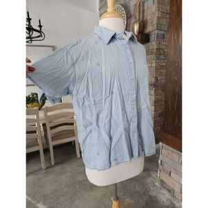 Boutique Button Down‎ Moon & Stars Embroidered Top Size Medium